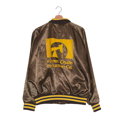 Varsity Jacket Vintage Farmers Crude Production Co. Marrone Giallo – XL