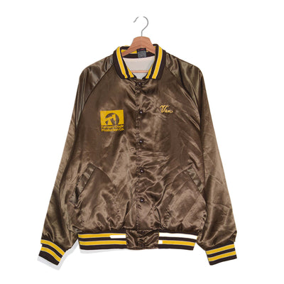 Varsity Jacket Vintage Farmers Crude Production Co. Marrone Giallo – XL